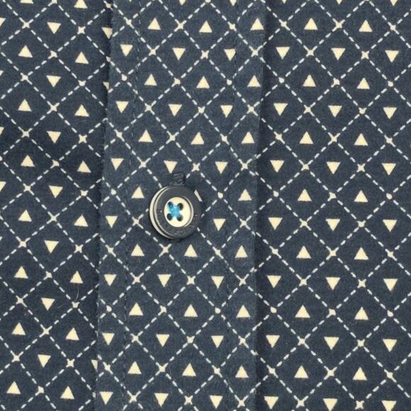 Butter cloth Men's XL Regular Fit Blue Geo Print Cotton Button Down Shirt - Picture 6 of 9